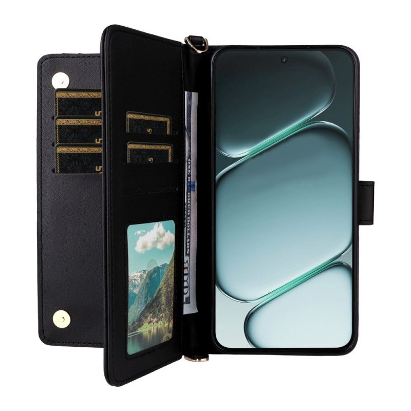 Peněženková Pouzdra Oneplus 15r Kryty Na Mobil 6 Slotů Na Karty S Popruhy