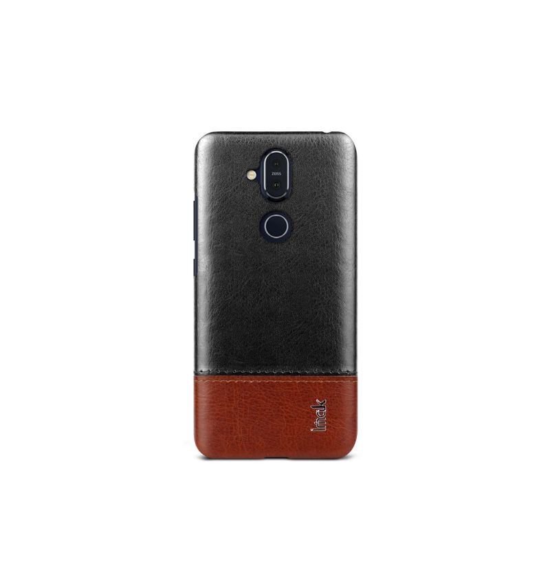 Kryt Na Nokia 8.1 Imak Imitace Kůže - Černá / Hnědá