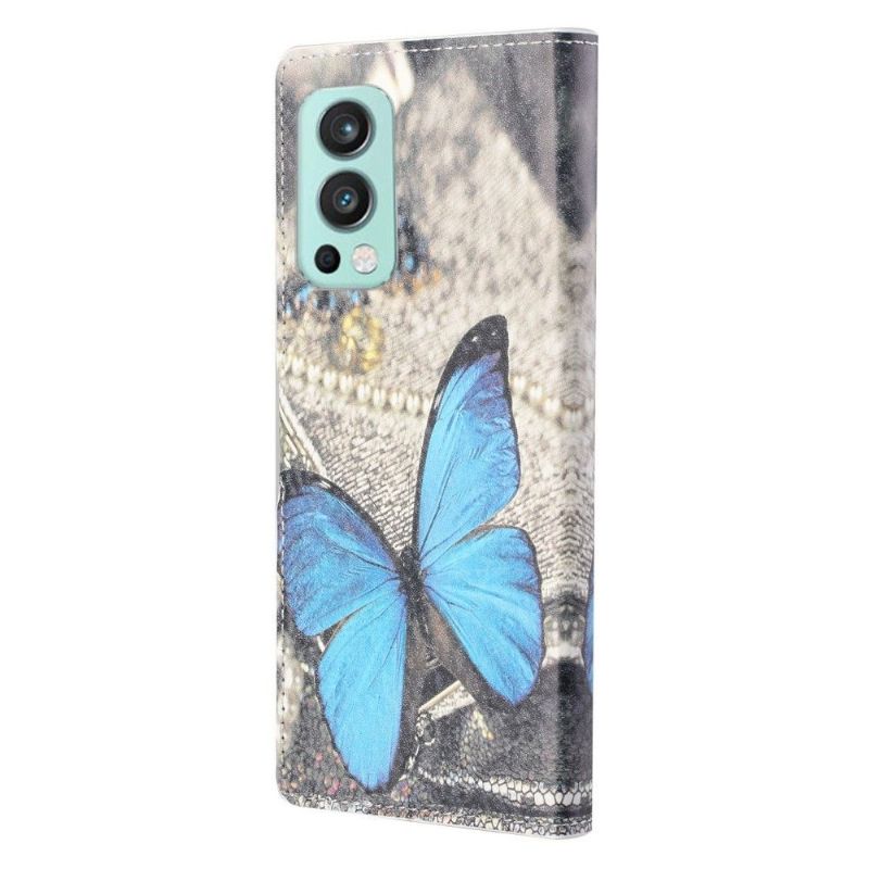 Flipové Pouzdro Na OnePlus Nord 2 5G Modrý Motýl