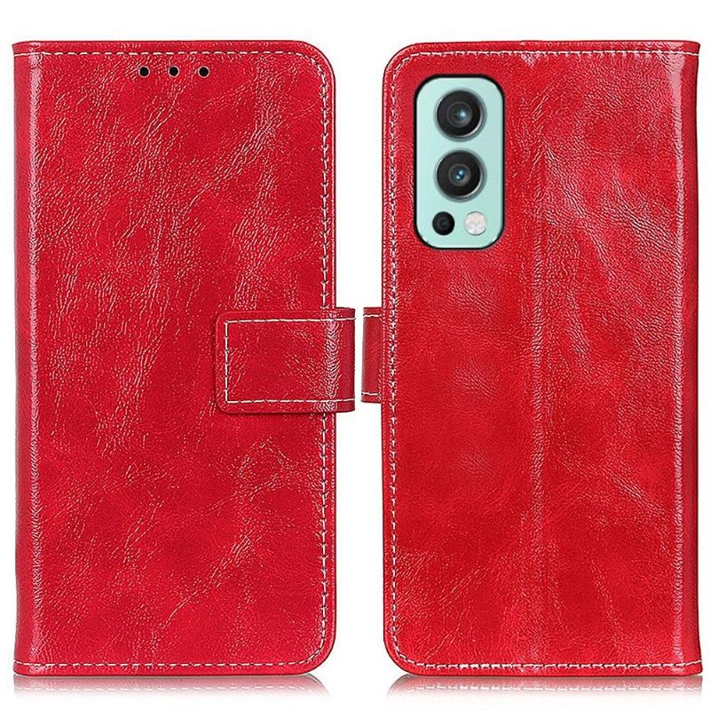 Flipové Pouzdro Na OnePlus Nord 2 5G Prošívání S Luxusním Koženým Efektem