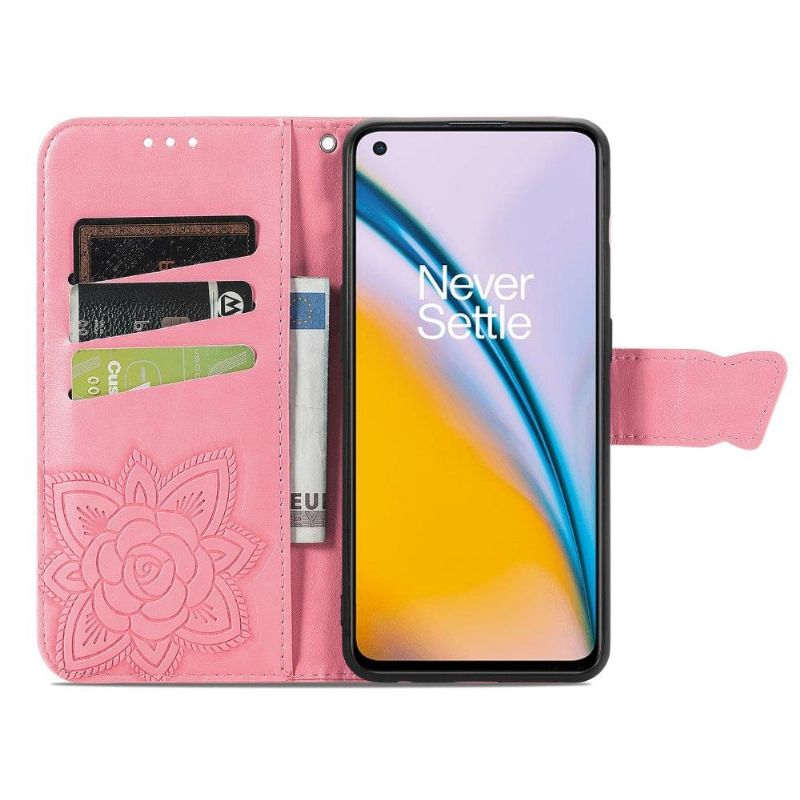 Flipové Pouzdro Na OnePlus Nord 2 5G Reliéfní Motýl