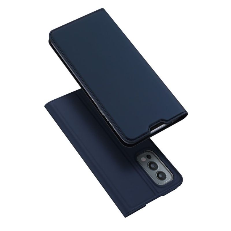 Kožené Pouzdro Folio Na OnePlus Nord 2 5G Obchodní Saténový Efekt