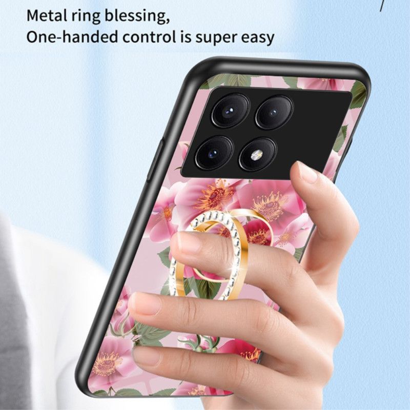 Kryt Na Poco X6 Pro 5g Držák Na Květinový Prsten Z Tvrzeného Skla