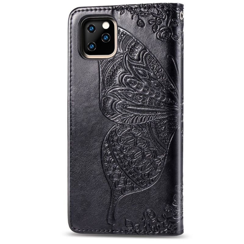 Kožené Pouzdro Na iPhone 11 Pro Reliéfní Motýl