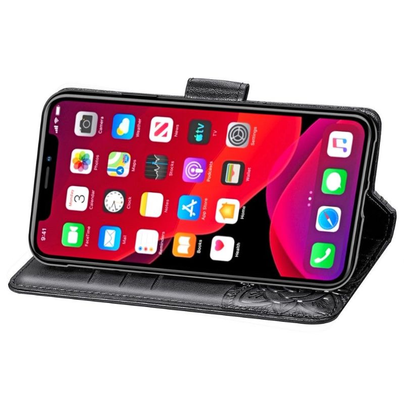 Kožené Pouzdro Na iPhone 11 Pro Reliéfní Motýl