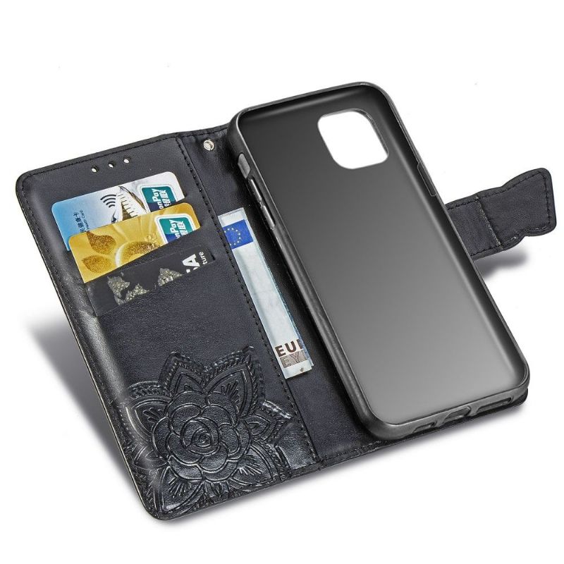Kožené Pouzdro Na iPhone 11 Pro Reliéfní Motýl