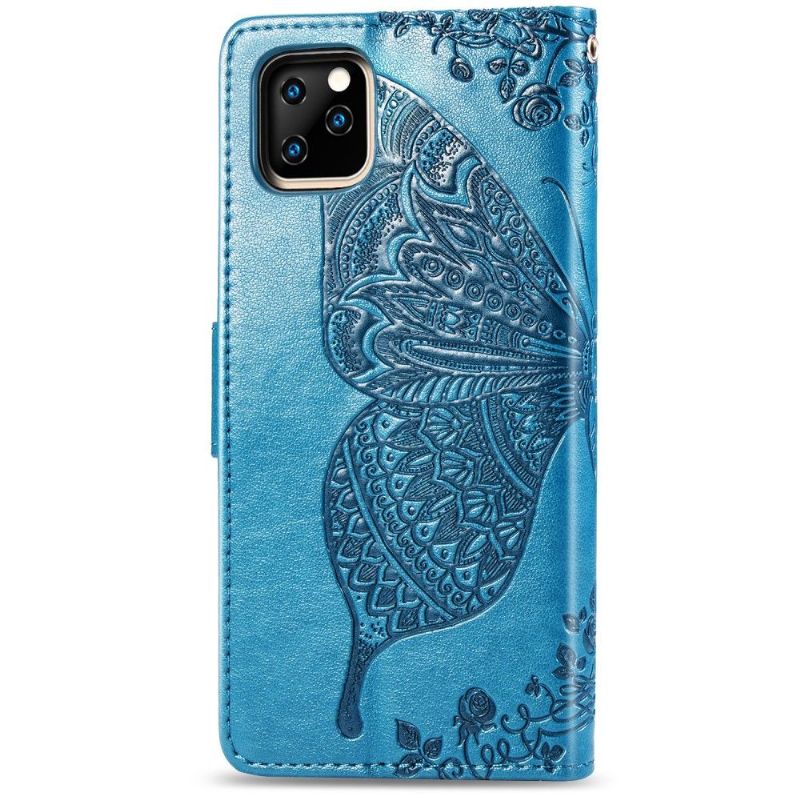 Kožené Pouzdro Na iPhone 11 Pro Reliéfní Motýl