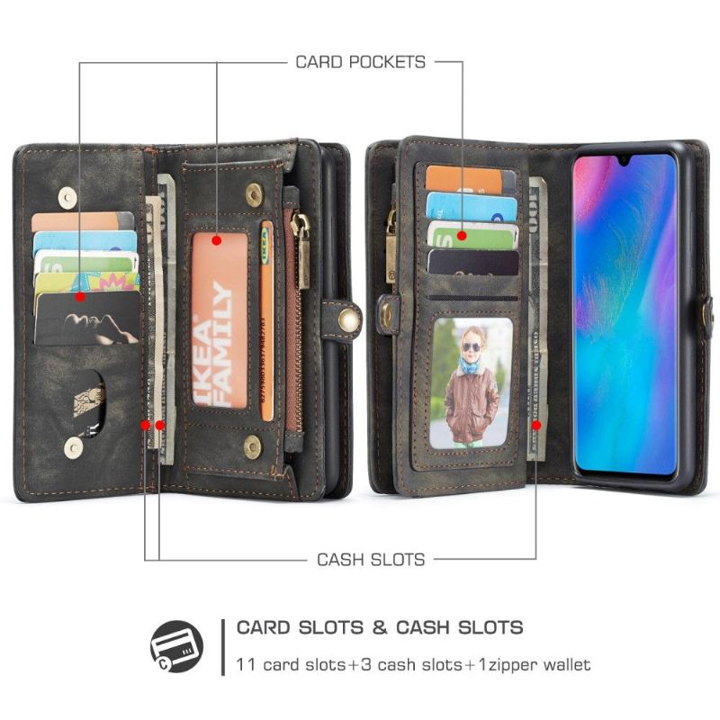 Kryt Flipové Pouzdro Na Huawei P30 Kryt Držáku Karty - Černý