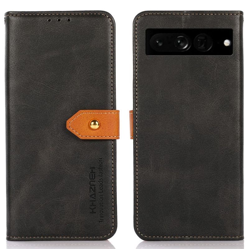 Flipové Pouzdro Na Google Pixel 7 Pro Dvoubarevná Zlatá Spona Khazneh
