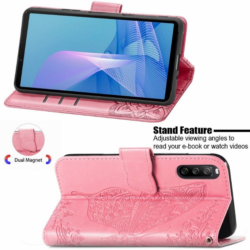 Flipové Pouzdro Na Sony Xperia 10 III Reliéfní Motýl