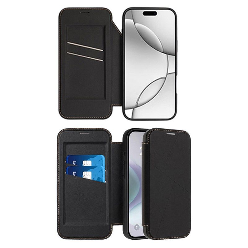 Kožené Pouzdro Folio iPhone 17 Pro Max Magnetické Zapínání A Držák Na Karty