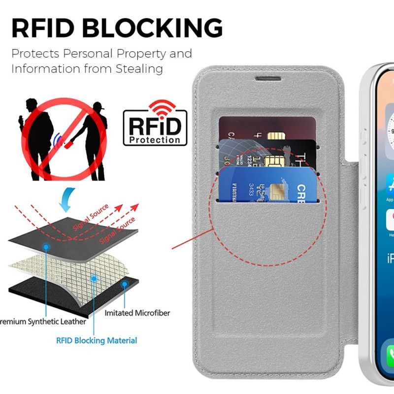 Kožené Pouzdro Folio iPhone 17 Pro Max Prošívané Pouzdro Kompatibilní S Magsafe