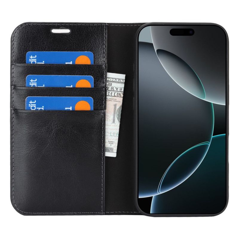 Kožené Pouzdro Folio Na iPhone 17 Pro Max Pravá Kůže