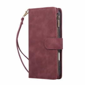 Kožený Kryt iPhone 17 Pro Max Peněženka S Efektem Semiše