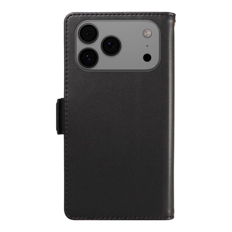 Kožený Kryt Na iPhone 17 Pro Max Vícekaretní Šňůrka Na Krk