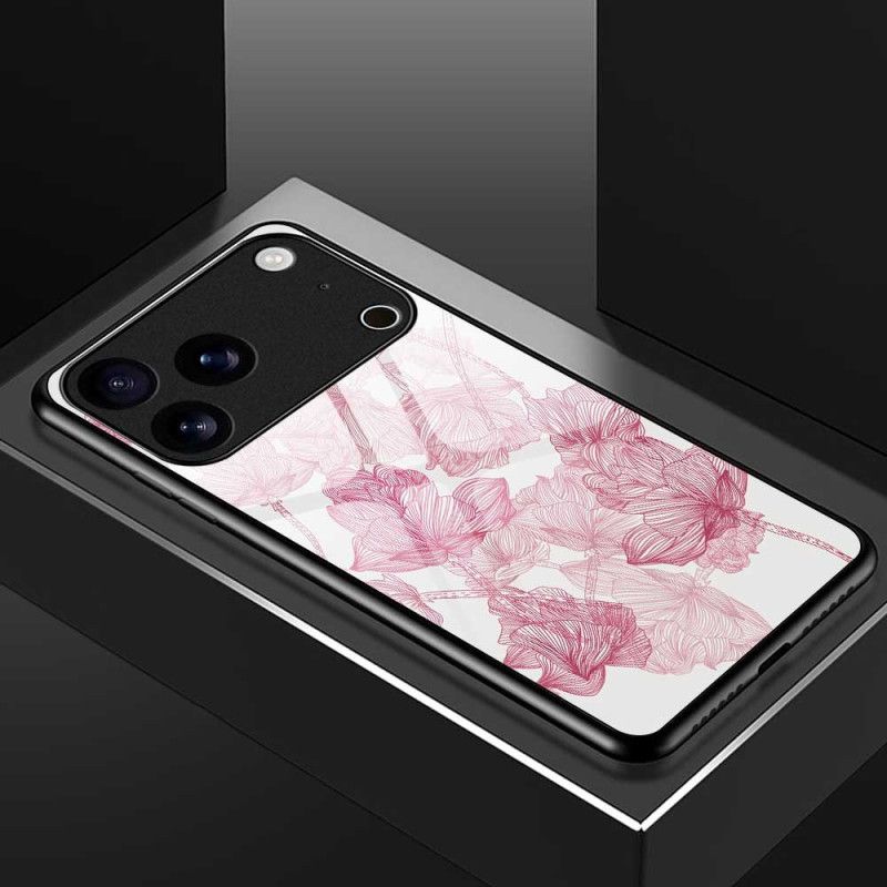 Kryt iPhone 17 Pro Max Tvrzené Sklo S Květinovým Vzorem A Růžovou Barvou
