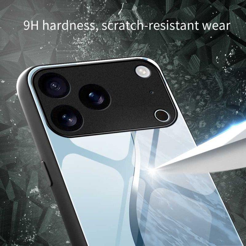 Kryt iPhone 17 Pro Max Tvrzené Sklo Se Světle Modrým Designem