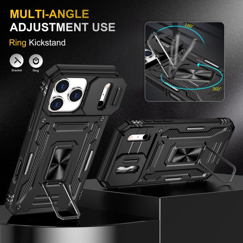 Kryt Na iPhone 17 Pro Max Držák A Chránič Čoček S Kovovým Efektem