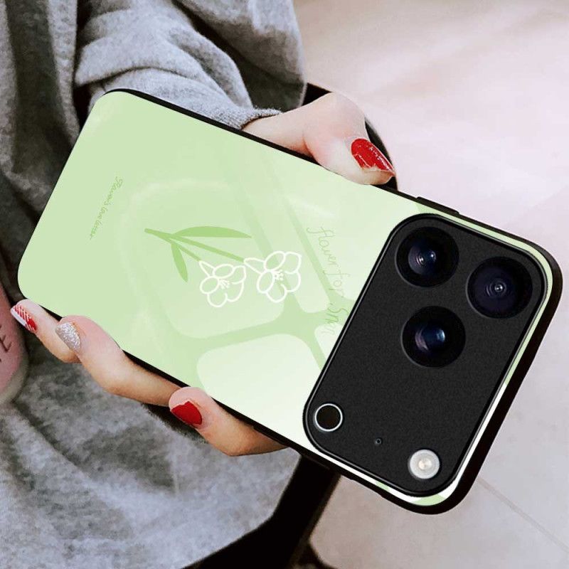 Kryt Na iPhone 17 Pro Max Květiny Z Tvrzeného Skla