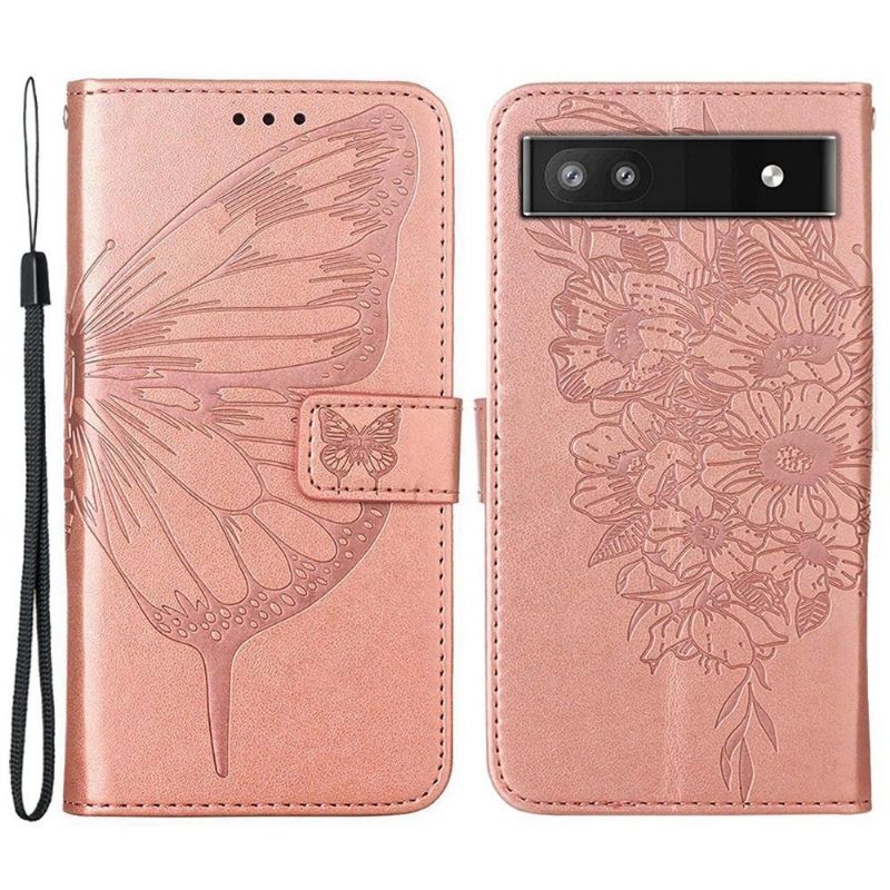 Flipové Pouzdro Na Google Pixel 6a Držák Na Kartu S Motýlím Květem