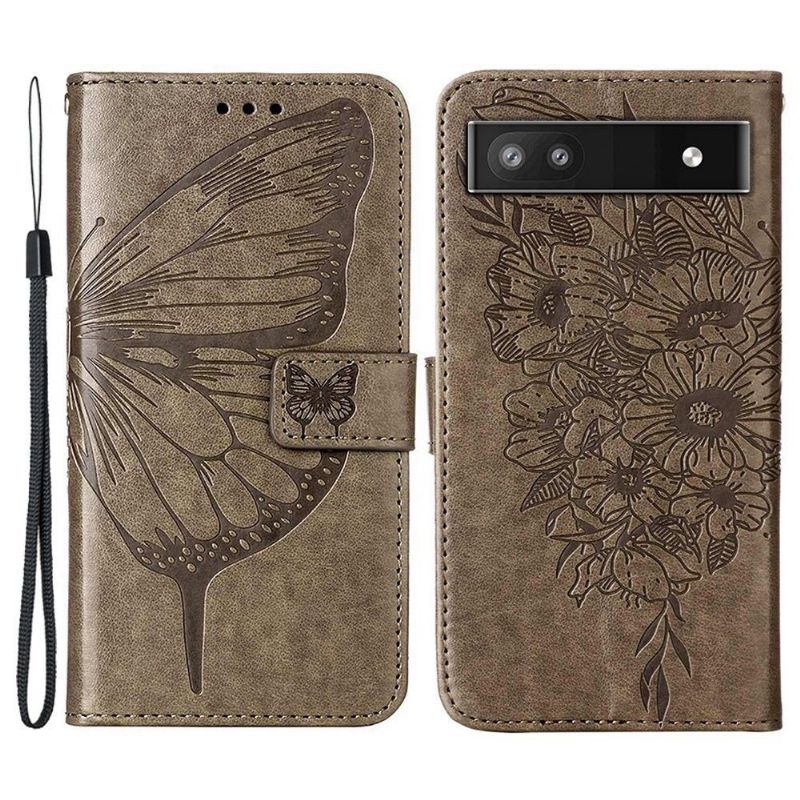 Flipové Pouzdro Na Google Pixel 6a Držák Na Kartu S Motýlím Květem
