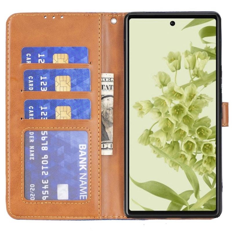 Flipové Pouzdro Na Google Pixel 6a Efekt Plátna Oxford