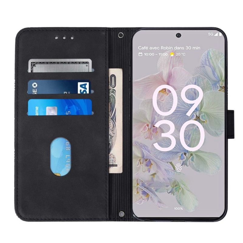 Flipové Pouzdro Na Google Pixel 6a Geometrický Design S Popruhem