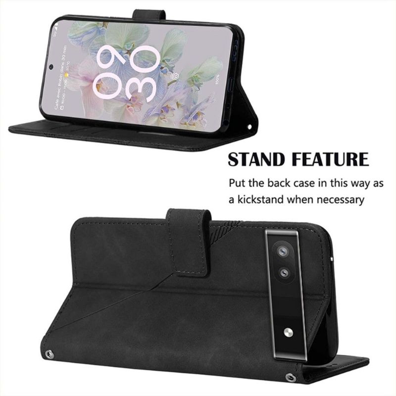 Flipové Pouzdro Na Google Pixel 6a Geometrický Design S Popruhem
