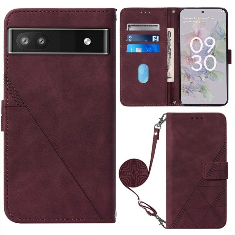 Flipové Pouzdro Na Google Pixel 6a Geometrický Design S Popruhem