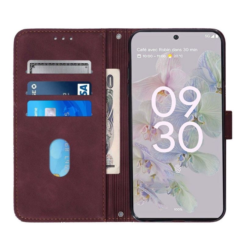 Flipové Pouzdro Na Google Pixel 6a Geometrický Design S Popruhem
