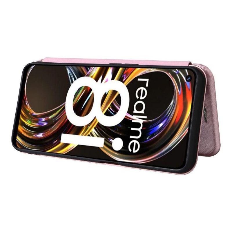 Flipové Pouzdro Na Realme 8i Koženka Z Uhlíkových Vláken