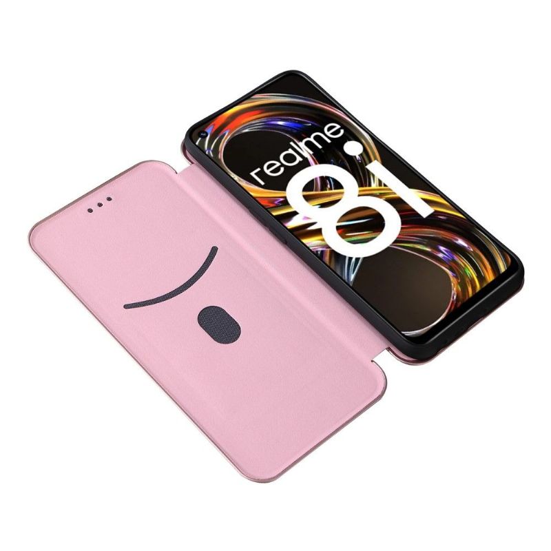 Flipové Pouzdro Na Realme 8i Koženka Z Uhlíkových Vláken