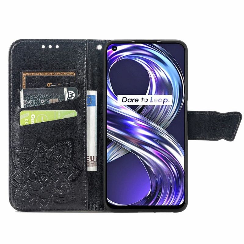 Flipové Pouzdro Na Realme 8i Reliéfní Motýl