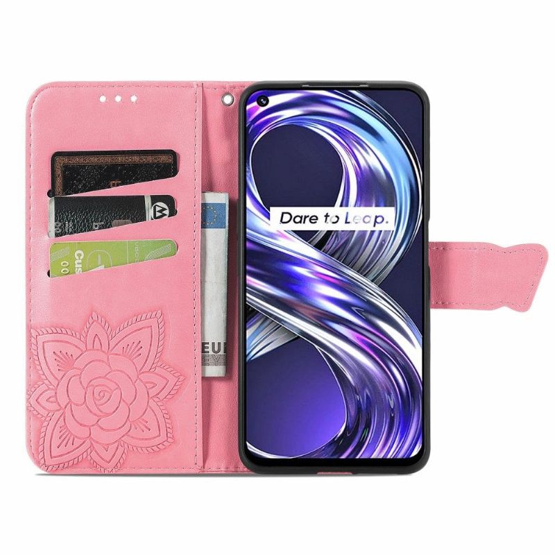 Flipové Pouzdro Na Realme 8i Reliéfní Motýl