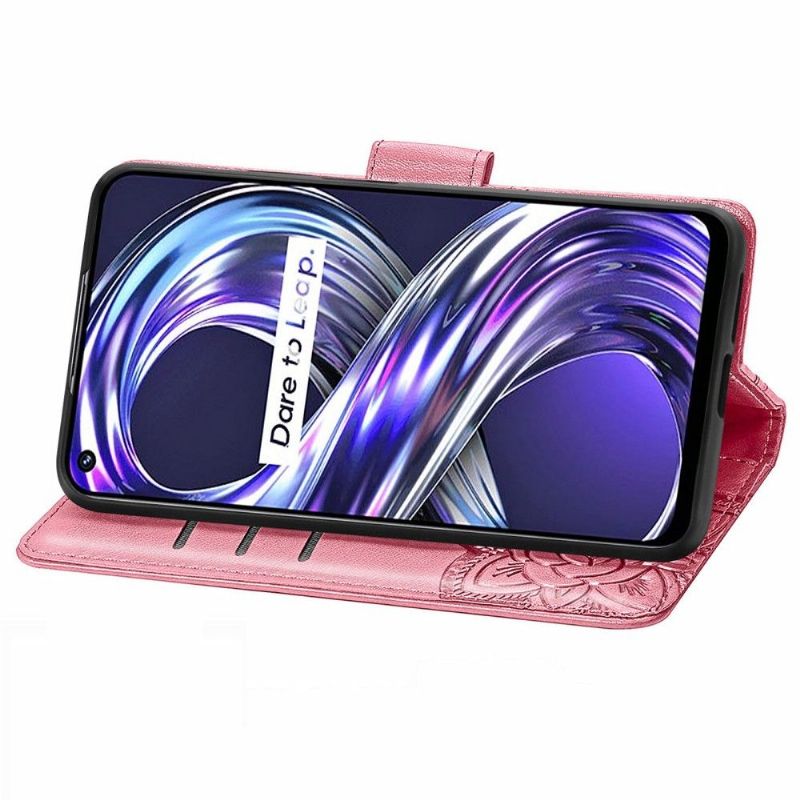 Flipové Pouzdro Na Realme 8i Reliéfní Motýl