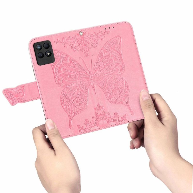 Flipové Pouzdro Na Realme 8i Reliéfní Motýl
