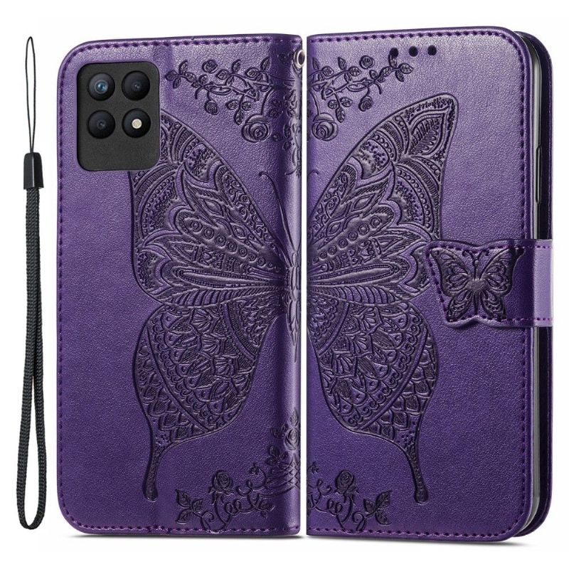 Flipové Pouzdro Na Realme 8i Reliéfní Motýl