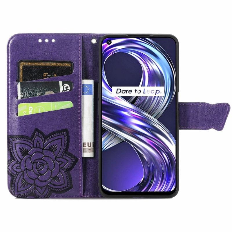 Flipové Pouzdro Na Realme 8i Reliéfní Motýl