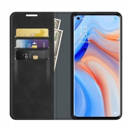Kožené Pouzdro Folio Na Oppo Find X3 Neo Funkční Stojan Z Umělé Kůže