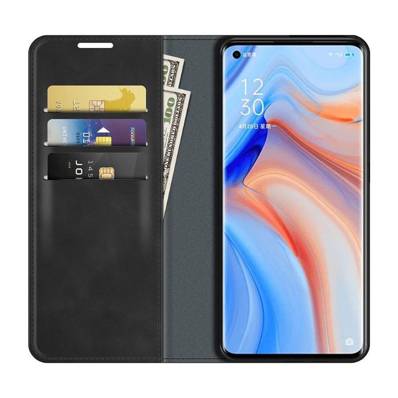 Kožené Pouzdro Folio Na Oppo Find X3 Neo Funkční Stojan Z Umělé Kůže