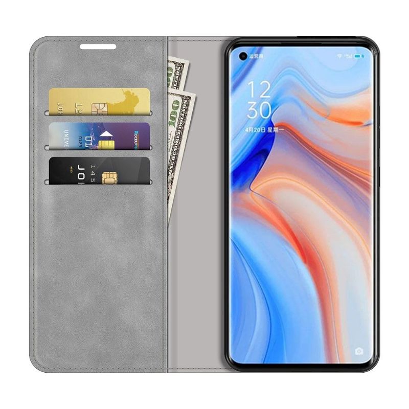 Kožené Pouzdro Folio Na Oppo Find X3 Neo Funkční Stojan Z Umělé Kůže