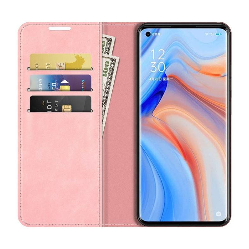 Kožené Pouzdro Folio Na Oppo Find X3 Neo Funkční Stojan Z Umělé Kůže