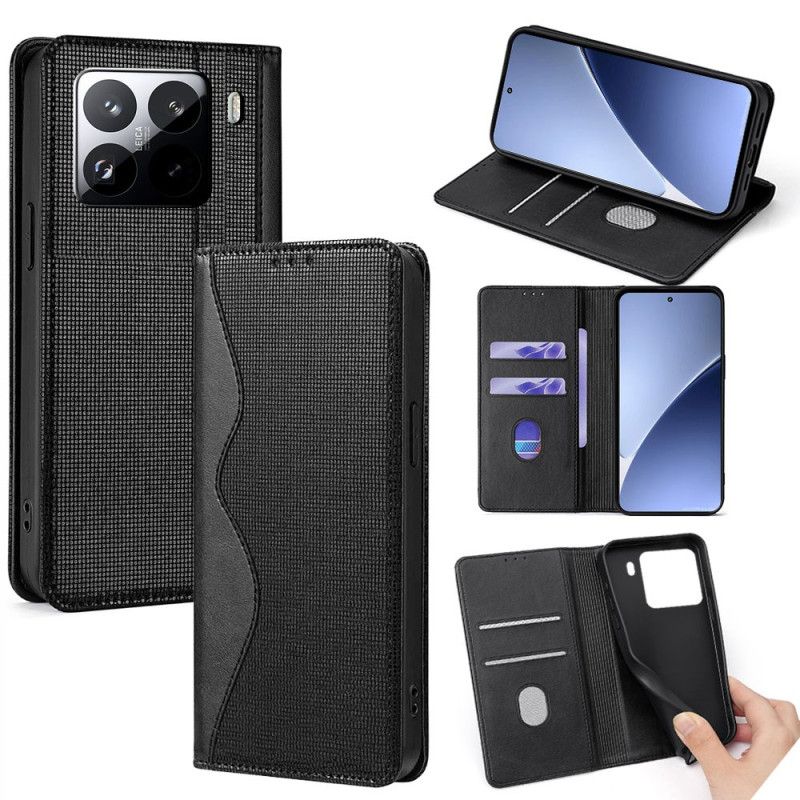 Kožené Pouzdro Folio Xiaomi 15 Pro Rfid Ochrana S Vlnitým Vzorem