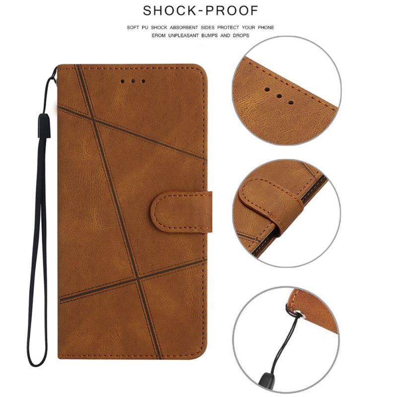 Kožený Kryt Xiaomi 15 Pro Linie A Pruhy S Páskem