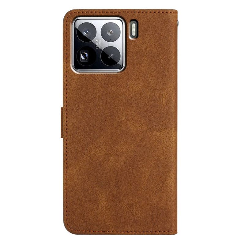 Kožený Kryt Xiaomi 15 Pro Linie A Pruhy S Páskem