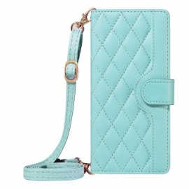 Kožený Kryt Xiaomi 15 Pro Prošívané S Popruhem A Ramenním Popruhem