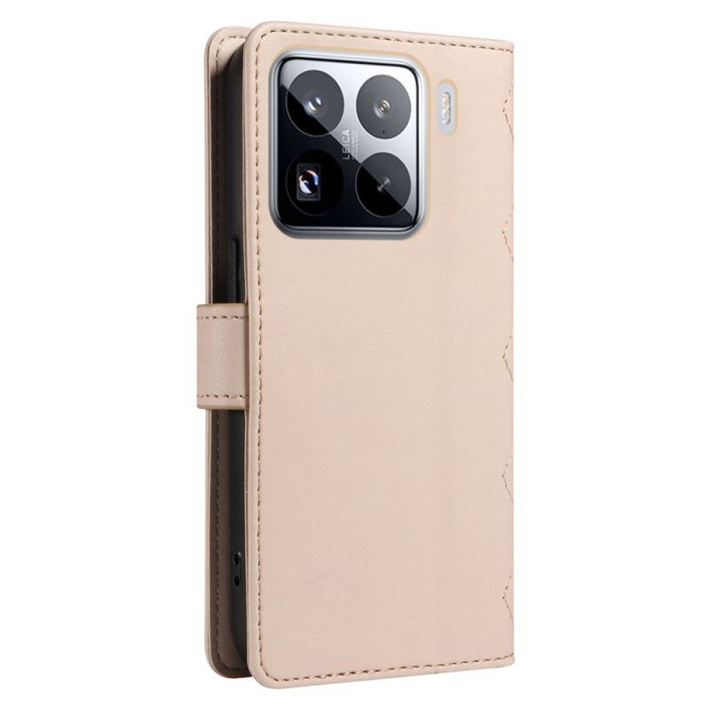 Kožený Kryt Xiaomi 15 Pro Prošívané S Popruhem A Ramenním Popruhem