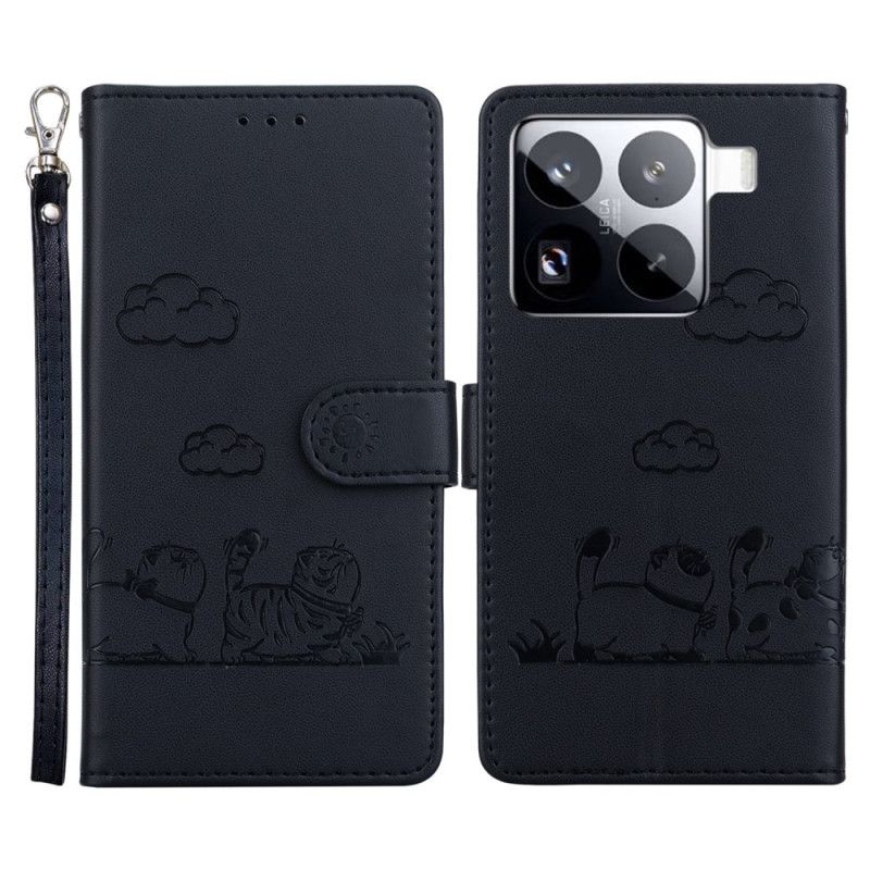 Kožený Kryt Xiaomi 15 Pro Rfid Blokování Kočičí Scény