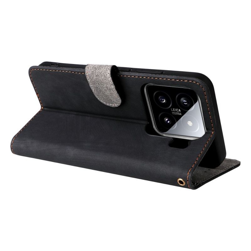 Kožený Kryt Xiaomi 15 Pro Rfid Ochrana Semišový Efekt