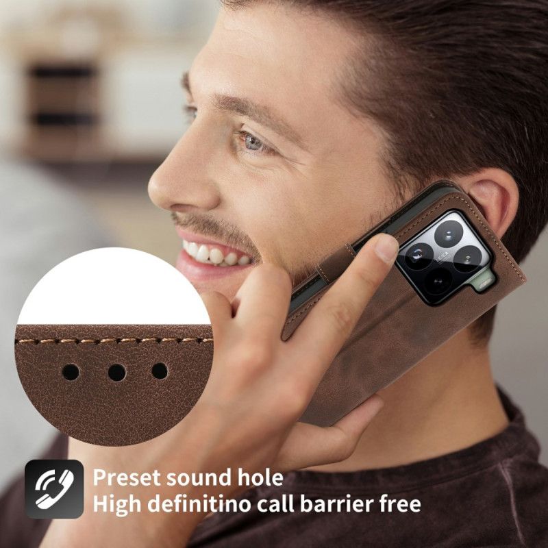 Kožený Kryt Xiaomi 15 Pro Semišový Květinový Vzor S Páskem A Ramenem Popruh